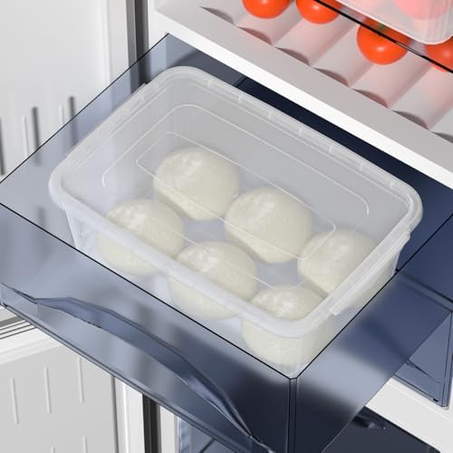 16 Quart Clear Plastic Latch Bin with Lid, 12 Packs Pizza Dough Box