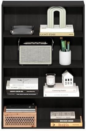 Furinno Basic Book Shelf, 4-Tier Bookcase with Open Shelf, Bookshelf, Cube Storage Organizer, 6 x 24 x 35, for Living Ro