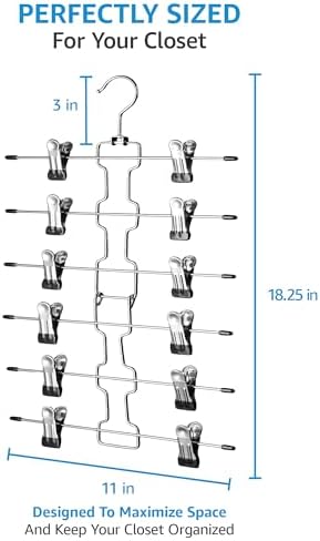 ZOBER 3-Pack 6-Tier Skirt Hangers with Clips, Clothes Hangers for Pants