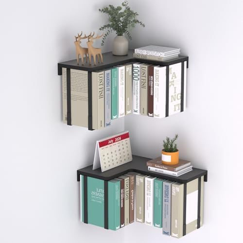 L-Shaped Corner Floating Shelves Set of 2, Floating Book Shelves for Wall