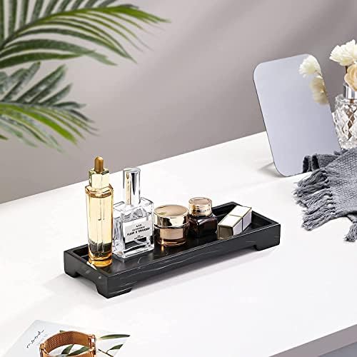 Luxspire Marble Tray for Soap Dispenser Perfume Jewelry, S, Ink Black