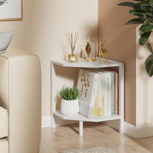 Creso hom Corner Shelf Stand, 2 Tier Industrial Corner Bookshelf