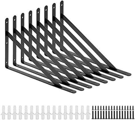 8 Pack L16 x H 10" Heavy Duty Shelf Bracket with Screws, Shelves L Brackets
