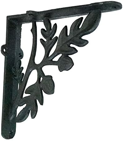 NACH Decorative Shelf Brackets, 4 Pack of 7 x 1.8 x 7 inch, Black Cast Iron Rustic Shelf Brackets - Metal Shelf Brackets