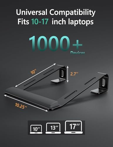 JCZT Aluminum Laptop Stand, Laptop Riser with Wrist Rest, Black