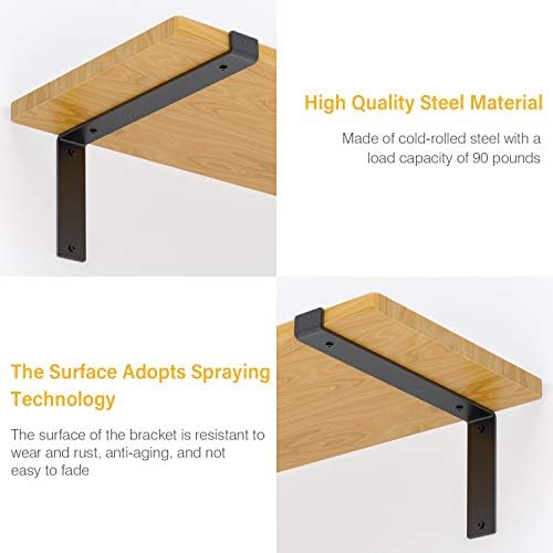 Shelf Brackets 12 Inch Heavy Duty Shelf Brackets Wall Hanging with Screws, 4 Pack Metal Shelf Bracket Decorative Corner 
