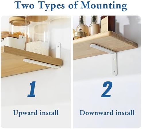 Mooche White Shelf Brackets, Heavy Duty Floating Shelf Bracket for Wood Shelves, Wall Mounted Metal L Brackets, Wall She