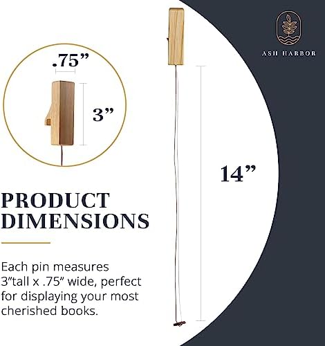 Ash Harbor Wall Book Organizers Hanging Pins - Extra Pins for Floating Shelves Wall Mounted, Extra Hardwood Hanging Pins