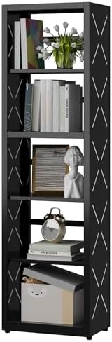 SteeLoong 5 Tier Bookcase,Metal Bookshelf with Adjustable Feet & Shelves