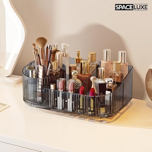 Makeup Organizer with Drawers, 360° Rotating Brush Holder