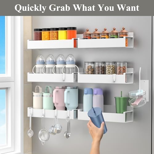 HuggieGems Magnetic Water Bottle Holder for Refrigerator, Cup Holder Organizer for Stanley and Tumbler for Kitchen, 6 Pa