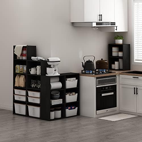 Furinno LUDER 2-Tier Book Shelf, Open Shelves Bookshelf, Blackwood