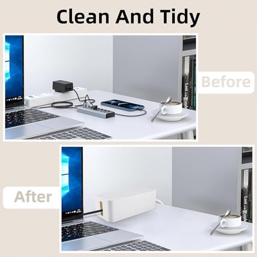 YaeCCC Cable Management Organizer Box Power Strips Hider Power Cords Hider for Desk, TV, Computer, USB Hub,Cords (Set of