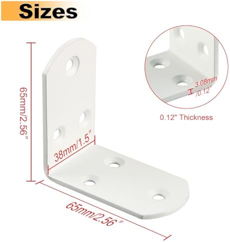 Alise White 4 Pcs L Brackets, Small Corner Brackets for Wood Furniture