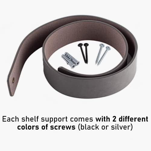 Brute Strength – PU Leather Shelf Brackets - Gray - 6 Pieces - Wall Support - Shelf Supports - Synthetic Leather Shelf C