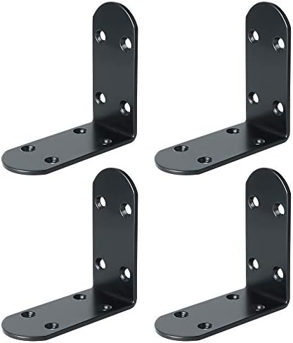 Alise Black 4 Pcs L Brackets, Small Corner Brackets for Wood Furniture