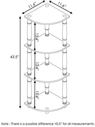 Furinno TURN-N-TUBE Toolless 4-Tier Corner Shelf, Bookshelf, Display Storage Shelves with Open Shelves, for Organization