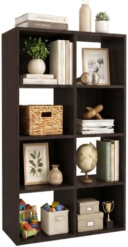 WannabeMyself【Easy Assembly】 8 Cube Storage Organizer with Anti-Tipping Kits,Reversible Open Back Book Shelf, Bookcase f