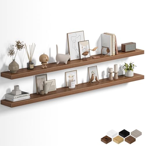 Fun Memories Floating Shelves for Wall 67 Inch, Set of 2 – Wall-Mounted Storage & Display Shelf with Invisible Bracket, 