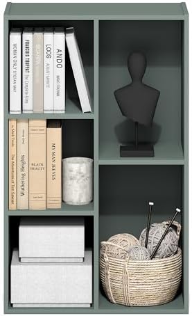 Furinno LUDER Book Shelf, 5-Cube Bookshelf, Reversible Bookcase, 9.4 x 19.5 x 31.5, Easy Assembly, for Living Room, Bedr