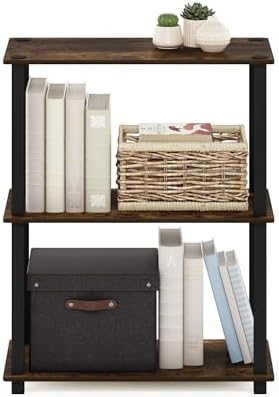 Furinno TURN-S-TUBE Storage Shelves, 3-Tier Book Shelf, Corner Shelf, Toolless Open Shelves, for Organization and Storag