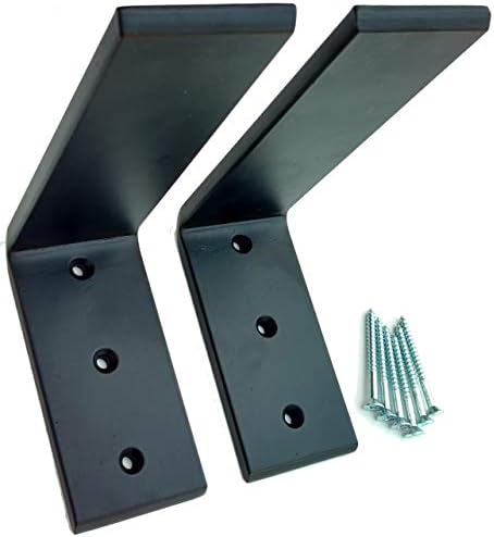 Dmax Heavy Duty L Brackets Black Steel 6" x 8" Hidden Countertop Support Brackets | 3/8" Thick, Holds 150 lbs | Floating