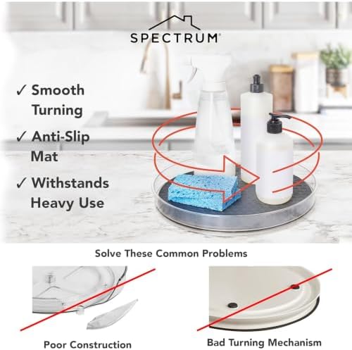 Spectrum Small Lazy Susan Organizer 7in for Cabinets Refrigerator Pantry Table Pack of 2, Rotating Storage Spice Rack Tu