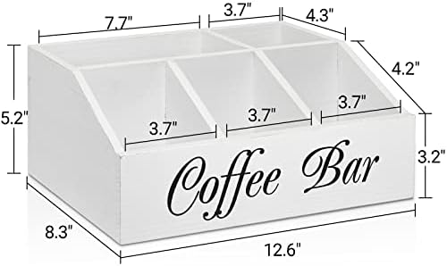 ugiftt Coffee Station Organizer for Counter, Wood Coffee Pods Holder Storage Basket, Tea Condiment Storage Organizer, Ru