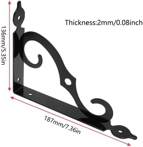 Luomorgo L Bracket Decorative Shelf Brackets, 7.4 Inch, Black, 2 Pcs