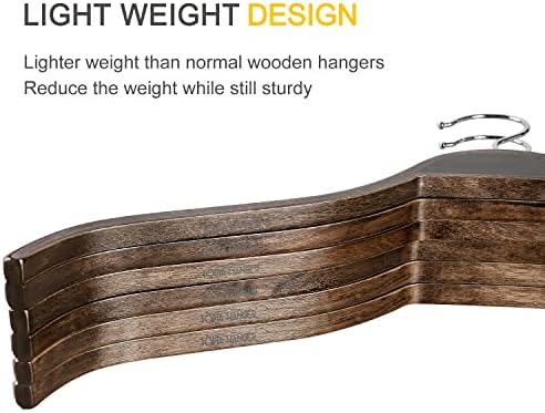 TOPIA HANGER Slim Wooden Hangers with Extra Soft Non-Slip Rubber Grips, 10-Pack High-Grade Fashion Hanger No Shoulder Bump for Sweater, Camisole, Jacket, Dress, Coat (Antique) -CT15A