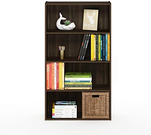 Furinno PASIR Book Shelf, 4-Tier Bookshelf, Bookcase with Open Shelf, 9.4 x 23.6 x 41.7, for Living Room, Bedroom, Home 