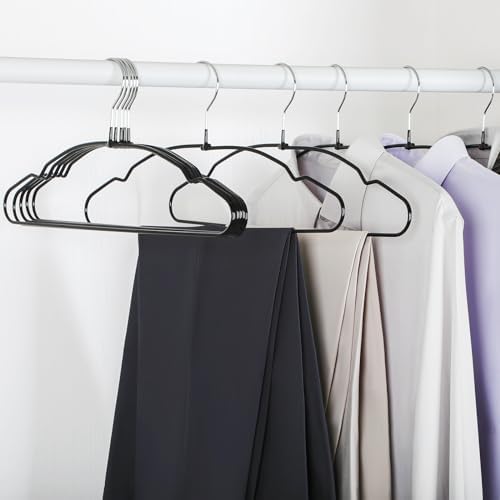 TOPIA HANGER Metal Hangers 20 Pack, Non Slip Clothes Hangers Space Saving, Heavy Duty Rubber Coated Wire Hanger for Coat, Shirt, Dress, Pants-Black, CT12H