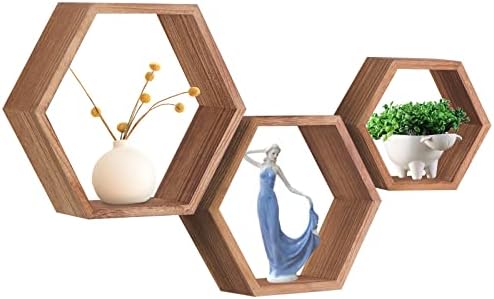 Hexagon Shelves,Floating Wall Shelf,Honeycomb Octagon Cube Shelves Wood
