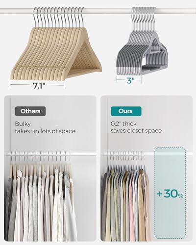 SONGMICS Pack of 30 Coat Hangers, Space-Saving Plastic Clothes Hangers