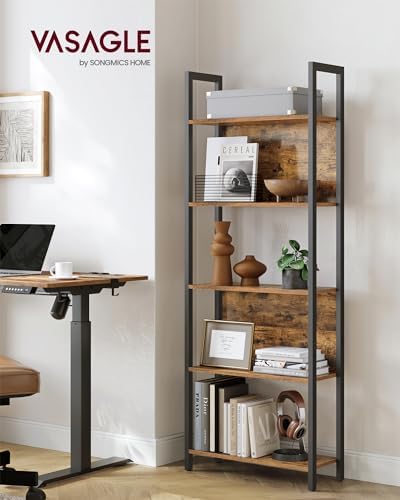 VASAGLE 5 Tier Bookshelf, Free Standing Bookcase Storage Organizer