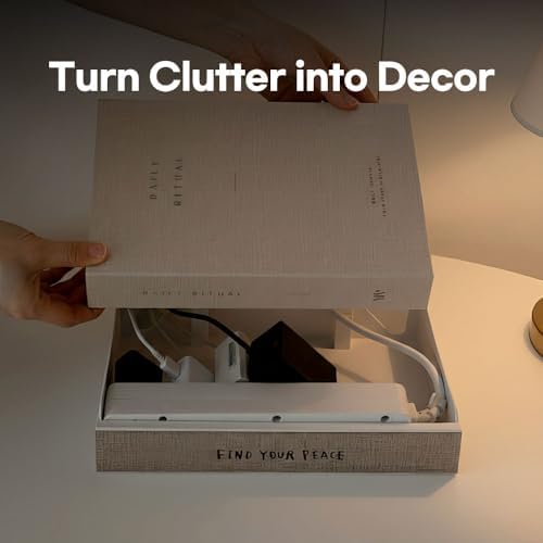 Book Shape Decorative Cable Management Box - Expandable Cable Organizer Box with Magnetic Closure for Home & Office (Dai