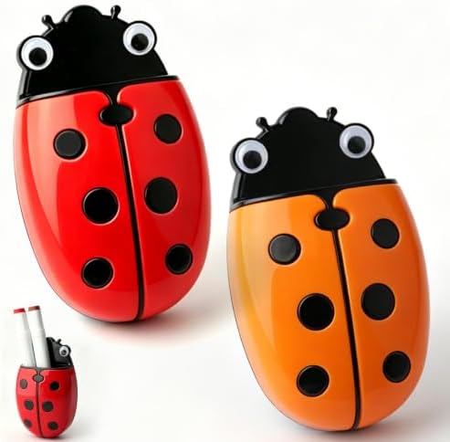 KITANIS Cute Ladybug Magnetic Pen Holder,2 Pack Magnetic Dry Erase Marker Holder,Magnet Storage Marker Pen Pencil Organizer for Refrigerator,Whiteboard,Locker Accessories