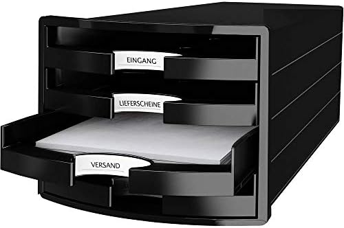 Han Impuls Drawer Box DIN A4/C4 4 Open Drawers Black