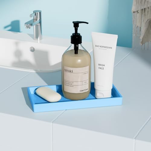 Vanity and Bathroom Tray, 7.7" ABS Countertop Organizer,Waterproof Vanity Tray for Toilet Tank,Perfume,Soap,Keys,Bathroo