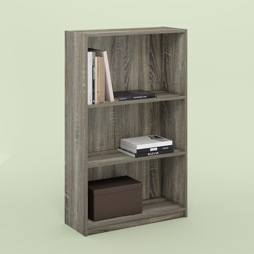 Frei Bookcases, Bookshelf, 40 Inch Tall 3 Tier Display Bookcase, with Adjustable Shelves, for Home Office, Living Room, 