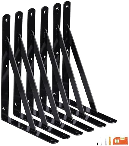 NEODROP 6-Pack 8 Inch Heavy Duty Shelf Brackets, Large Wall Bracket for Floating Shelves, 90 Degree Triangle Large L Bra