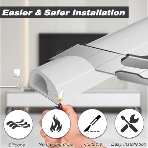 78" Silicone Cord Hider for Wall Mount TV, White Self-Adhesive Cable Hider