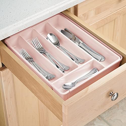 mDesign Adjustable, Expandable Plastic Kitchen Cabinet Drawer Storage Organizer Tray - for Storing Organizing Cutlery, S