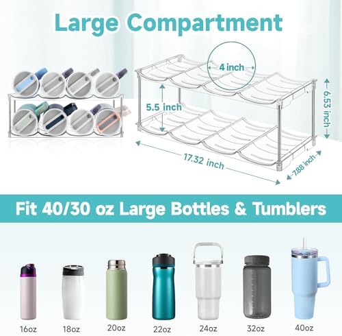 spospo Stackable Water Bottle Organizer Large Compartment Bottle Holder