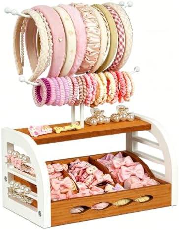 Headband Holder Stand, Hair Accessories Organizer with Dividers