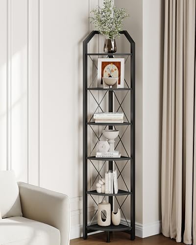 CHOEZON 6-Tier Corner Shelf, Industrial Corner Bookshelf, 71.2" Display Storage Stand, Plant Stand Display Shelf, Tall B