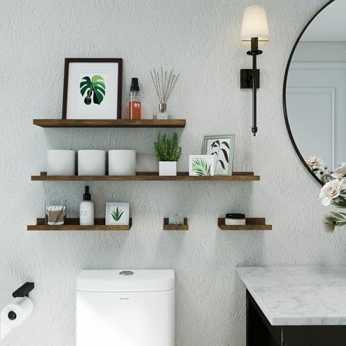 Brown Floating Shelves for Wall Decor, 36 in Shelf with Lip Set of 2