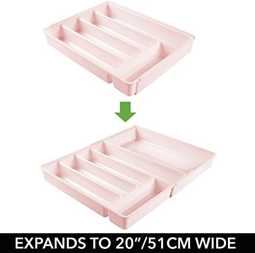 mDesign Adjustable, Expandable Plastic Kitchen Cabinet Drawer Storage Organizer Tray - for Storing Organizing Cutlery, S