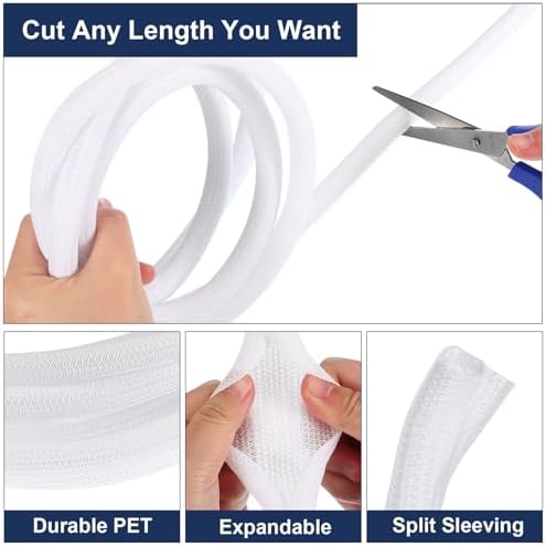 uxcell 25 Ft - 1/2 Inch Split Sleeving, Braided Cable Sleeving, PET Cable Management Wire Sleeve Cord Protector, Wire Wr