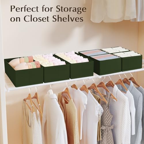 DIMJ Drawer Organizers Clothes, Set of 8 Dresser Organizer Bins, Fabric Closet Organizers and Storage, Shallow Drawer Di